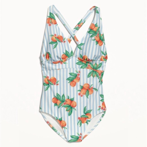 Old Navy Blue and White Striped One Piece Swimsuit - Picture 7 of 7